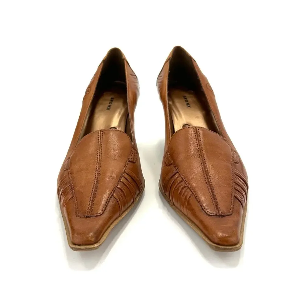 Bronx Pump/Heel/Loafer Size 8/38 Brown Leather Pointy Toe Business Office Classy